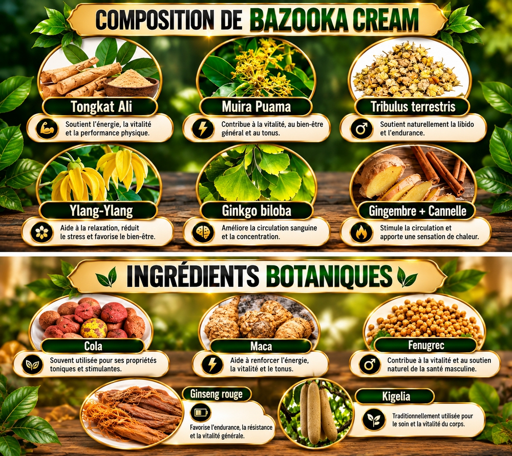 Composition botanique de BAZOOKA CREAM
